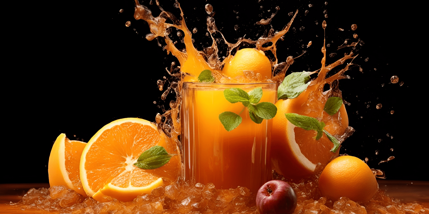фруктовый сок выплескивается из стаканов