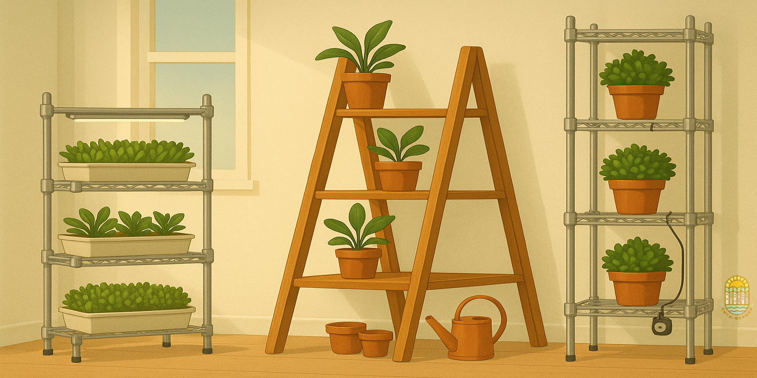 стеллажи для растений в комнате