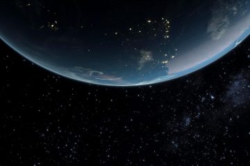Космическая панорама: планета на фоне звезд