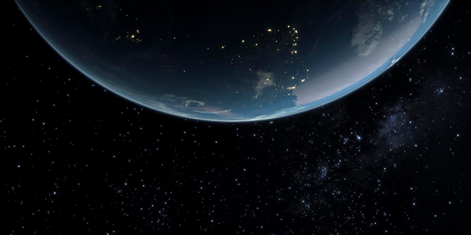 Космическая панорама: планета на фоне звезд