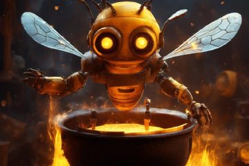 Робот-пчела готовит мед в большом котле