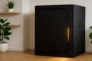 гроубокс в комнате с домашними растениями