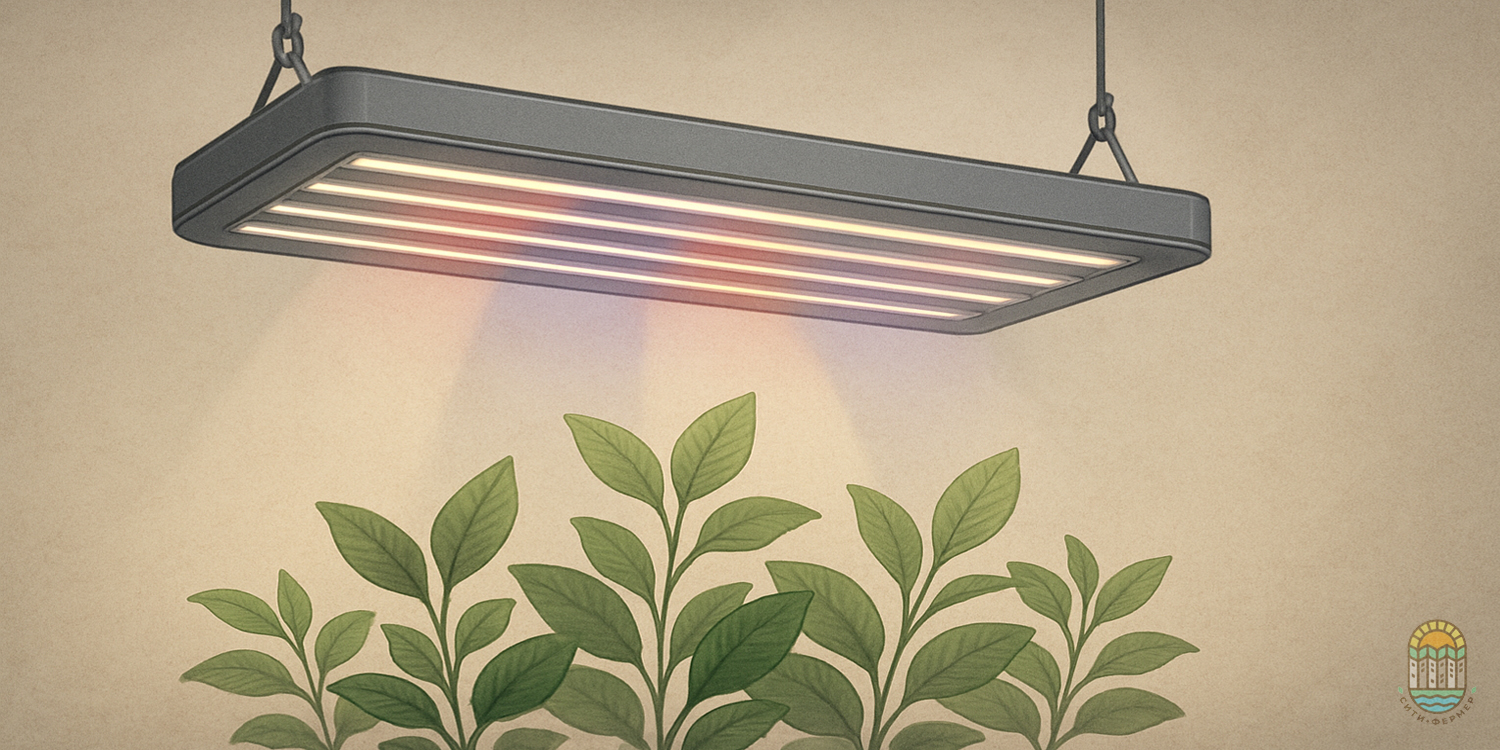 рисунок фитосветильник над растениями