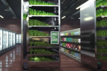 В магазине стоит автомат по продаже свежей зелени