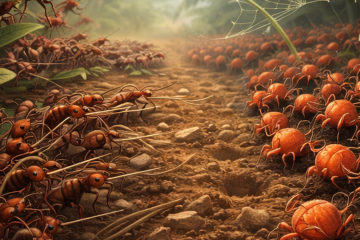 армия муравьев готовиться напасть на армию паутинных клещей