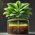 растение с корнями в контейнере