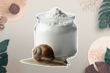 Улитка и стеклянная банка с белым порошком