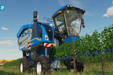 Трактор собирает виноград в компьютерной игре